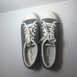 J/SLIDES NYC Nate Sneakers Women's Size 8.5 Black Houndstooth Platform Shoes